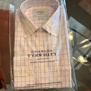 Charles Tyrwhitt Classic Fit Non-iron Check Pink Shirt with pocket